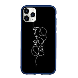 Чехол iPhone 11 Pro матовый Минимализм лица, цвет: 3D-тёмно-синий