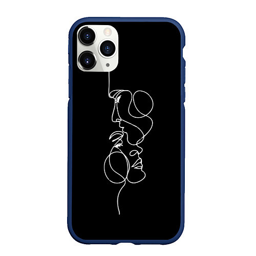 Чехол iPhone 11 Pro матовый Минимализм лица / 3D-Тёмно-синий – фото 1