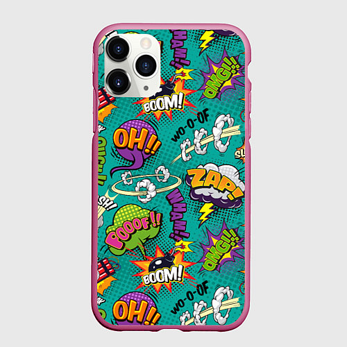 Чехол iPhone 11 Pro матовый Pop art comics / 3D-Малиновый – фото 1