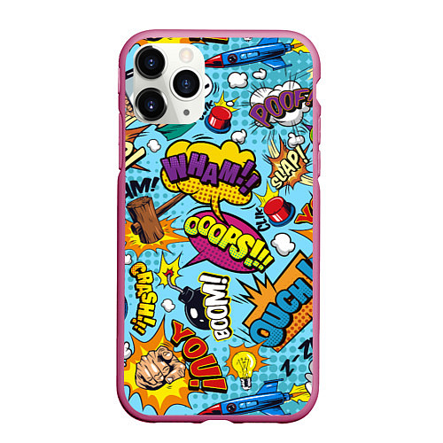 Чехол iPhone 11 Pro матовый Pop art comics / 3D-Малиновый – фото 1