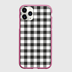 Чехол iPhone 11 Pro матовый Черно-белая клетка, цвет: 3D-малиновый