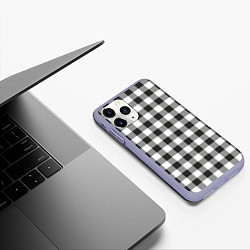 Чехол iPhone 11 Pro матовый Черно-белая клетка, цвет: 3D-светло-сиреневый — фото 2