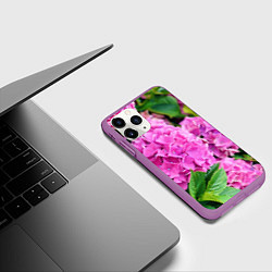 Чехол iPhone 11 Pro матовый Гортензия, цвет: 3D-фиолетовый — фото 2