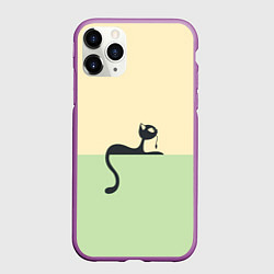 Чехол iPhone 11 Pro матовый Чёрный кот на ярком фоне