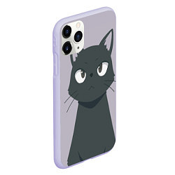 Чехол iPhone 11 Pro матовый Чёрный кот, цвет: 3D-светло-сиреневый — фото 2