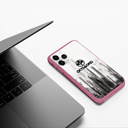 Чехол iPhone 11 Pro матовый Cyberpunk 2077 Arasaka, цвет: 3D-малиновый — фото 2