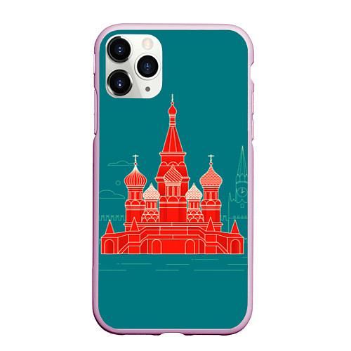 Чехол iPhone 11 Pro матовый Москва / 3D-Розовый – фото 1