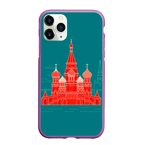 Чехол iPhone 11 Pro матовый Москва / 3D-Фиолетовый – фото 1