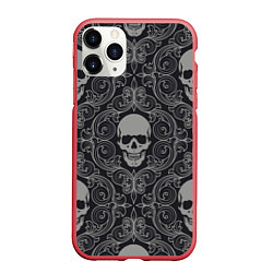 Чехол iPhone 11 Pro матовый Skulls, цвет: 3D-красный