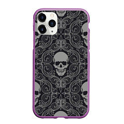 Чехол iPhone 11 Pro матовый Skulls, цвет: 3D-фиолетовый