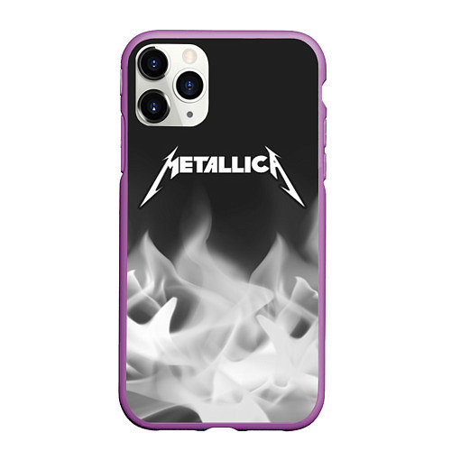 Чехол iPhone 11 Pro матовый METALLICA МЕТАЛЛИКА / 3D-Фиолетовый – фото 1