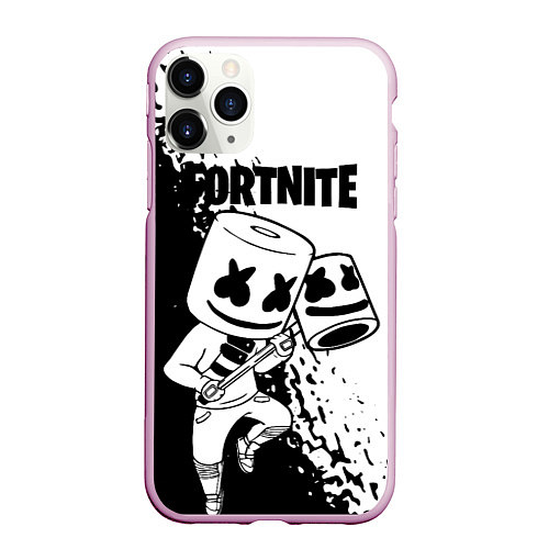 Чехол iPhone 11 Pro матовый FORTNITE MARSHMELLO / 3D-Розовый – фото 1