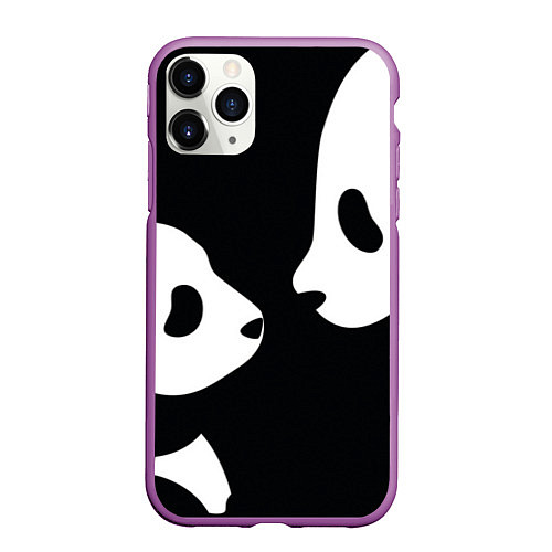 Чехол iPhone 11 Pro матовый Panda / 3D-Фиолетовый – фото 1