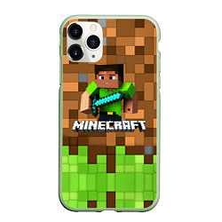 Чехол iPhone 11 Pro матовый Minecraft logo heroes