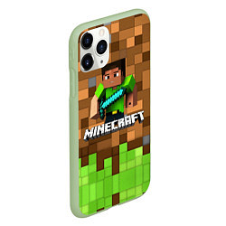 Чехол iPhone 11 Pro матовый Minecraft logo heroes, цвет: 3D-салатовый — фото 2