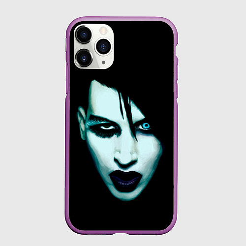 Чехол iPhone 11 Pro матовый Marilyn Manson / 3D-Фиолетовый – фото 1