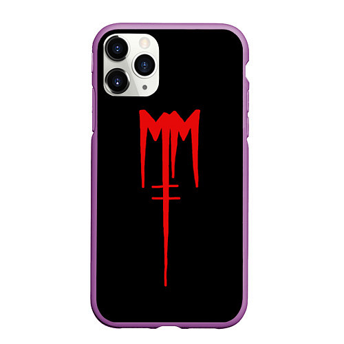 Чехол iPhone 11 Pro матовый Marilyn Manson / 3D-Фиолетовый – фото 1