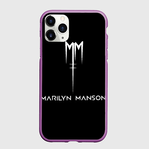 Чехол iPhone 11 Pro матовый Marilyn Manson / 3D-Фиолетовый – фото 1