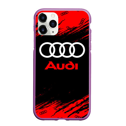 Чехол iPhone 11 Pro матовый AUDI АУДИ / 3D-Фиолетовый – фото 1