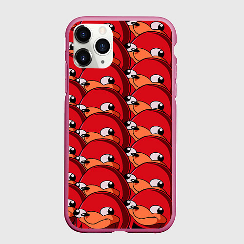 Чехол iPhone 11 Pro матовый Knuckles / 3D-Малиновый – фото 1