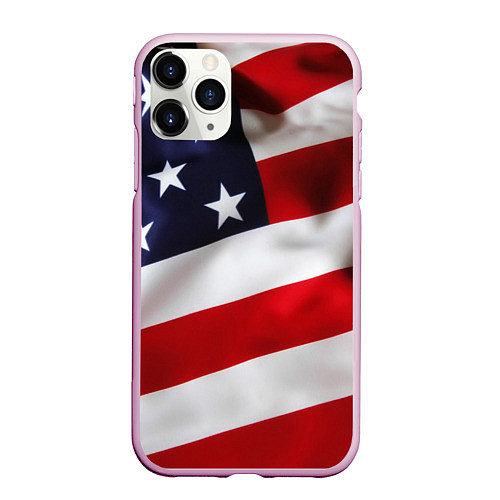 Чехол iPhone 11 Pro матовый США USA / 3D-Розовый – фото 1