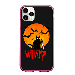 Чехол iPhone 11 Pro матовый What Cat Halloween, цвет: 3D-малиновый