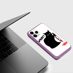Чехол iPhone 11 Pro матовый What Cat, цвет: 3D-фиолетовый — фото 2
