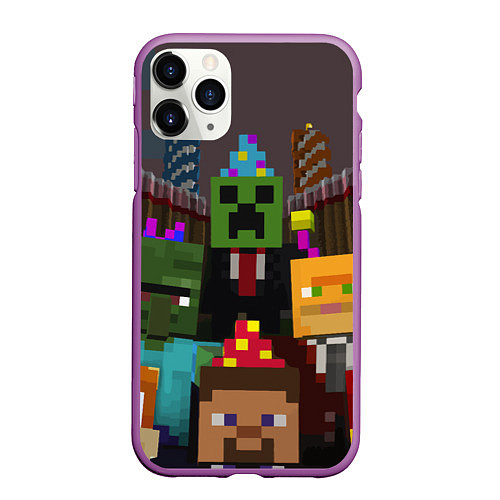 Чехол iPhone 11 Pro матовый Minecraft - characters - video game / 3D-Фиолетовый – фото 1