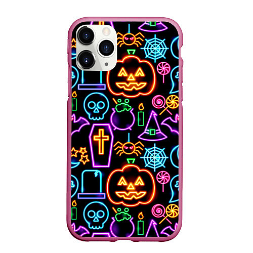 Чехол iPhone 11 Pro матовый Halloween / 3D-Малиновый – фото 1