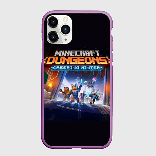 Чехол iPhone 11 Pro матовый Minecraft Dungeons / 3D-Фиолетовый – фото 1