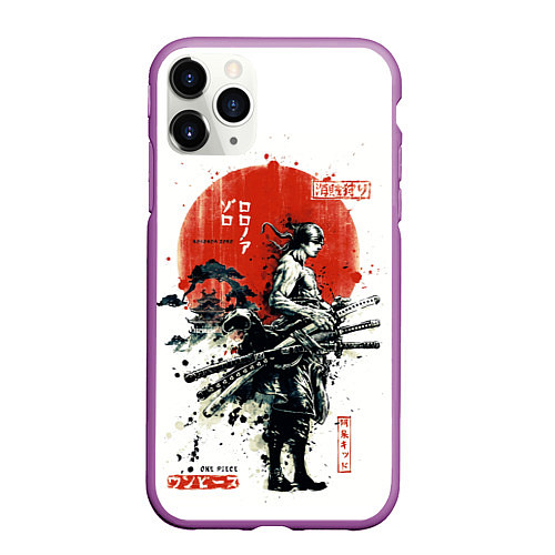 Чехол iPhone 11 Pro матовый ONE PIECE ZOHO SAMURAI / 3D-Фиолетовый – фото 1