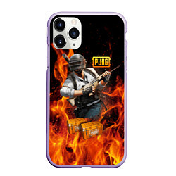 Чехол iPhone 11 Pro матовый PUBG, цвет: 3D-светло-сиреневый