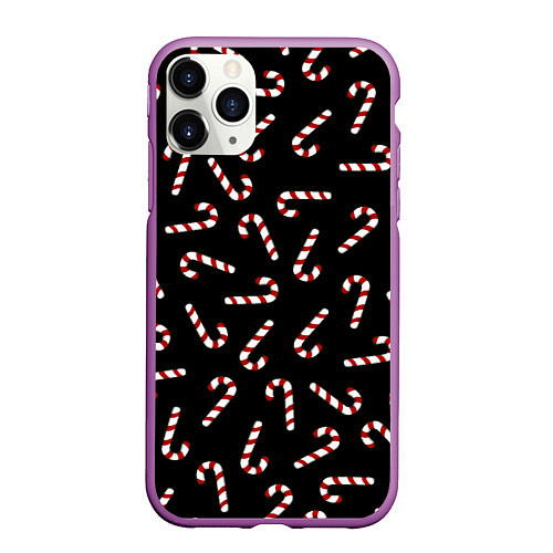 Чехол iPhone 11 Pro матовый Christmas Candy / 3D-Фиолетовый – фото 1