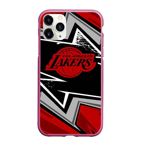 Чехол iPhone 11 Pro матовый LA LAKERS RED / 3D-Малиновый – фото 1