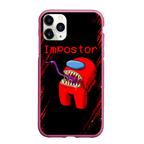 Чехол iPhone 11 Pro матовый AMONG US - MONSTER / 3D-Малиновый – фото 1