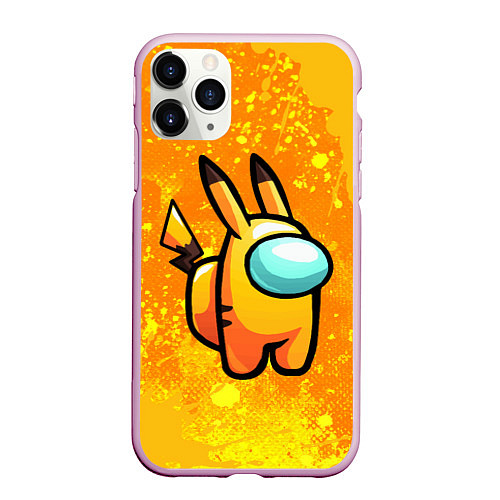 Чехол iPhone 11 Pro матовый AMONG US - Pikachu / 3D-Розовый – фото 1