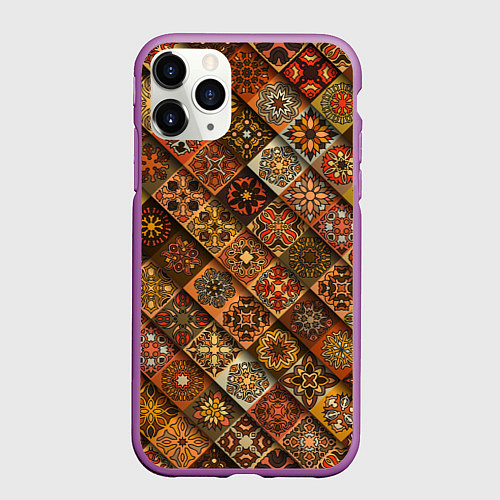 Чехол iPhone 11 Pro матовый СЛАВЯНСКАЯ СИМВОЛИКА / 3D-Фиолетовый – фото 1