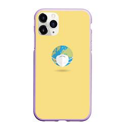 Чехол iPhone 11 Pro матовый Земля в маске, цвет: 3D-сиреневый