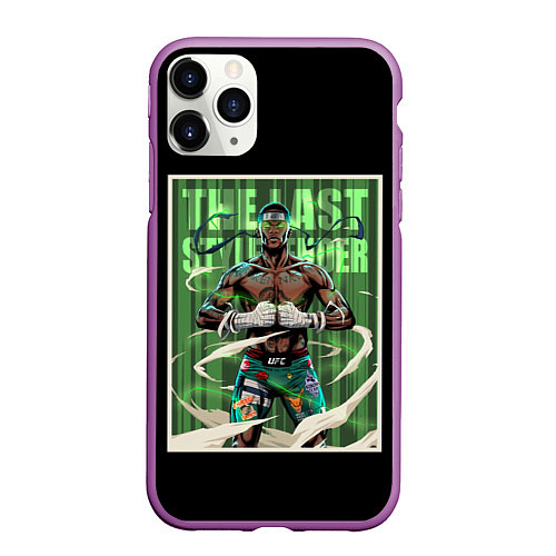 Чехол iPhone 11 Pro матовый Исраэль Адесанья / 3D-Фиолетовый – фото 1