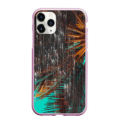 Чехол iPhone 11 Pro матовый Palm glitch art, цвет: 3D-розовый