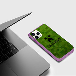 Чехол iPhone 11 Pro матовый Minecraft, цвет: 3D-фиолетовый — фото 2