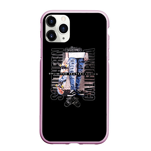 Чехол iPhone 11 Pro матовый Skatebordig / 3D-Розовый – фото 1