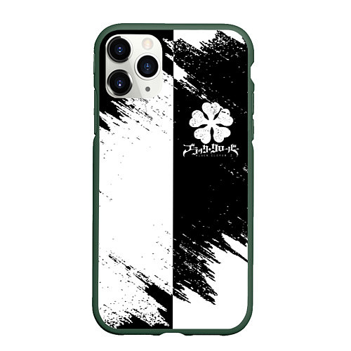 Чехол iPhone 11 Pro матовый ЧЁРНЫЙ КЛЕВЕР BLACK CLOVER / 3D-Темно-зеленый – фото 1