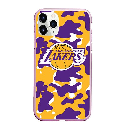 Чехол iPhone 11 Pro матовый LA LAKERS ЛЕЙКЕРС / 3D-Розовый – фото 1