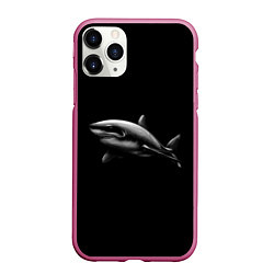 Чехол iPhone 11 Pro матовый Акула, цвет: 3D-малиновый