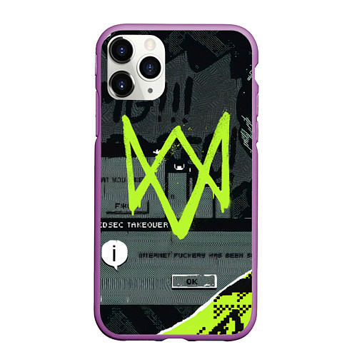 Чехол iPhone 11 Pro матовый WATCH DOGS: LEGION / 3D-Фиолетовый – фото 1