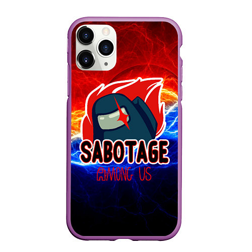 Чехол iPhone 11 Pro матовый Among us sabotage / 3D-Фиолетовый – фото 1