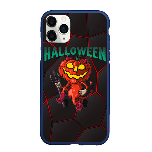 Чехол iPhone 11 Pro матовый Halloween / 3D-Тёмно-синий – фото 1
