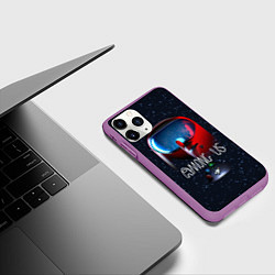 Чехол iPhone 11 Pro матовый AMONG US, цвет: 3D-фиолетовый — фото 2