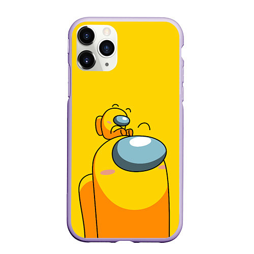 Чехол iPhone 11 Pro матовый AMONG US YELLOW / 3D-Светло-сиреневый – фото 1